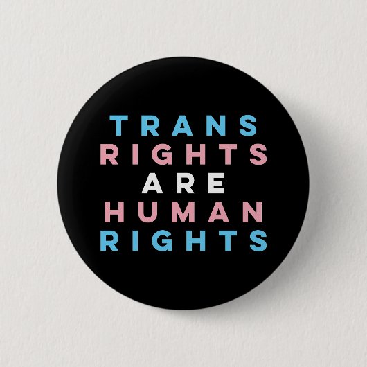 Trans Rights Are Human Rights LGBT Pride Month 缶バッジ (正面)