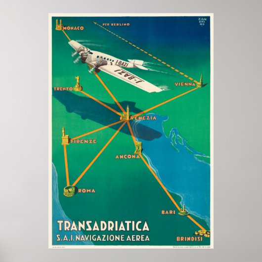 Transadriatica Italy Vintage Poster 1931 ポスター (正面)