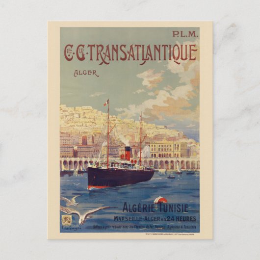 Transatlantique Alger Vintage Poster 1901 ポストカード (正面)