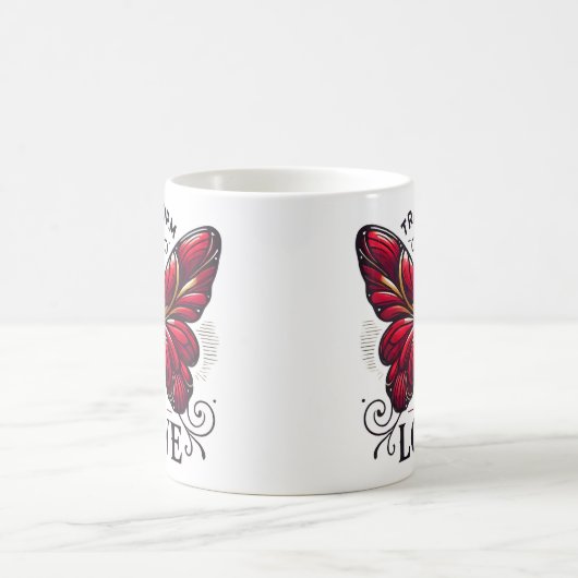 Transform with Love Mug – Crimson Butterfly Gift コーヒーマグカップ (中央)