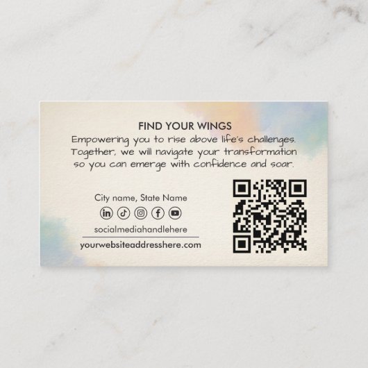 Transformation Line Art Butterfly Life Coach 名刺 (裏面)