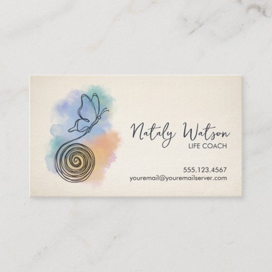 Transformation Line Art Butterfly Life Coach 名刺 (正面)