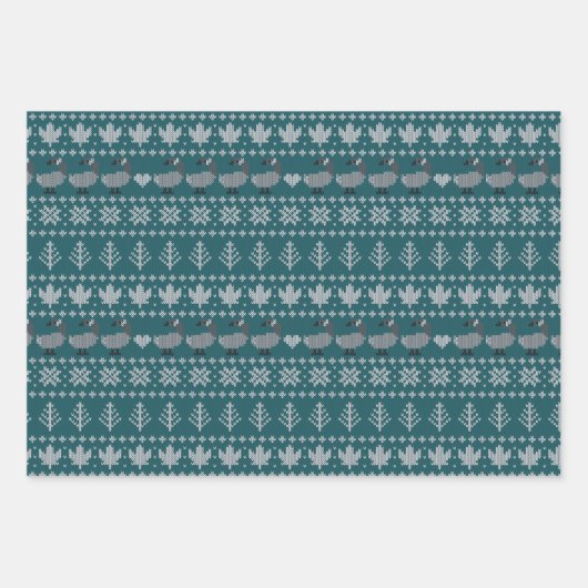 Transformative Teal - Fair Isle - Holiday ラッピングペーパーシート (正面)