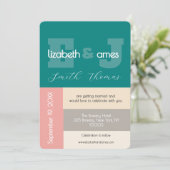 Transformative Teal Modern Script Wedding 招待状 (スタンド正面)