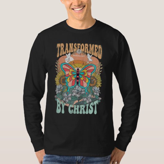 Transformed By Christ Retro Butterfly Romans 132 C Tシャツ (正面)