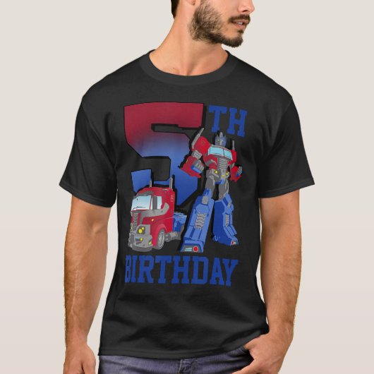 Transformers Optimusプライム5番目の誕生日グラデーションF Tシャツ (正面)