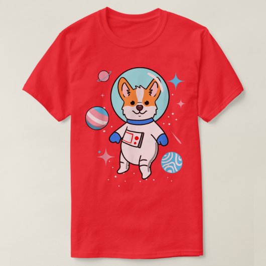Transgender Corgi In Space Trans Pride Tシャツ (デザイン正面)