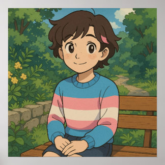 Transgender Flag Anime Person | LGBTQIA+  ポスター