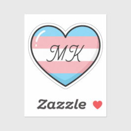 Transgender Flag Heart Monogrammed  | LGBTQIA+  シール