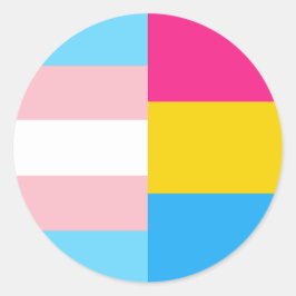 Transgender Pansexual Dual Pride Flag ラウンドシール