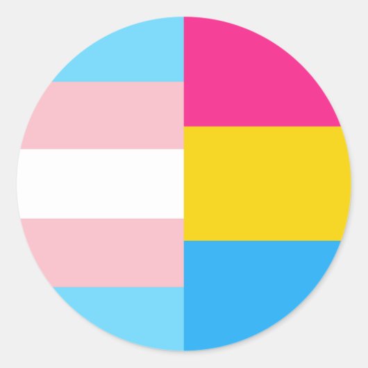 Transgender Pansexual Dual Pride Flag ラウンドシール (正面)