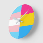 Transgender Pansexual Dual Pride Flag ラウンド壁時計 (傾斜)