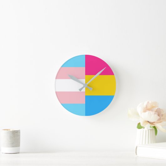 Transgender Pansexual Dual Pride Flag ラウンド壁時計 (ホーム)