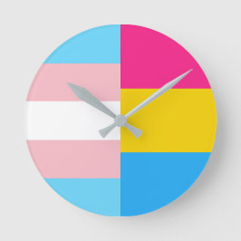 Transgender Pansexual Dual Pride Flag ラウンド壁時計