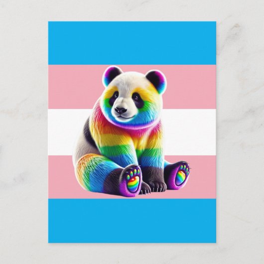 Transgender Pride Flag with Rainbow Panda ポストカード (正面)
