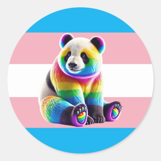Transgender Pride Flag with Rainbow Panda ラウンドシール (正面)