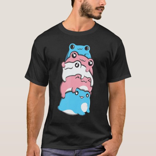 Transgender Pride Frog Pile Transgender Flag Cotta Tシャツ (正面)