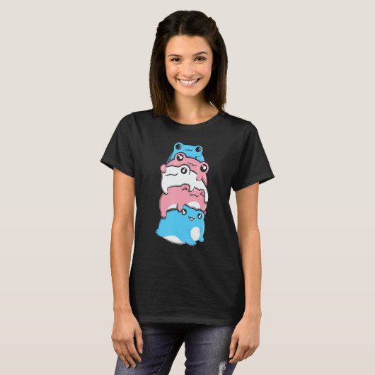 Transgender Pride Frog Pile Transgender Flag Cotta Tシャツ (正面フル)