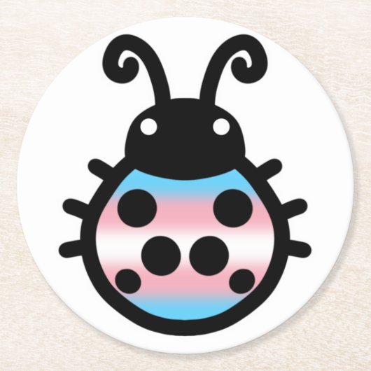 Transgender Pride Ladybug Coaster ラウンドペーパーコースター (正面)