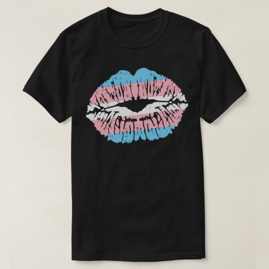 Transgender Pride Lips Kiss Trans Flag Transseual  Tシャツ (デザイン正面)