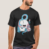 Transgender Pride Trans Flag Skull Snakes Roses Su Tシャツ (正面)