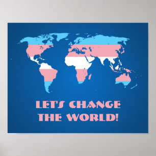 Transgender pride world map poster ポスター