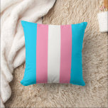 Transgender Stripes Flag Birthday クッション<br><div class="desc">Fun throw pillow in light blue, pink and white stripes to stand for the transgender flag colors.</div>