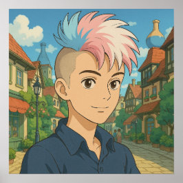 Transgender with Mohawk Anime Person | LGBTQIA+  ポスター