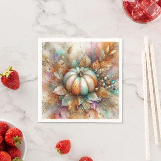Translucent Autumn Fall Pumpkin  スタンダードカクテルナプキン (インサイチュ)