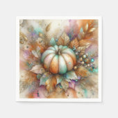 Translucent Autumn Fall Pumpkin  スタンダードカクテルナプキン (正面)