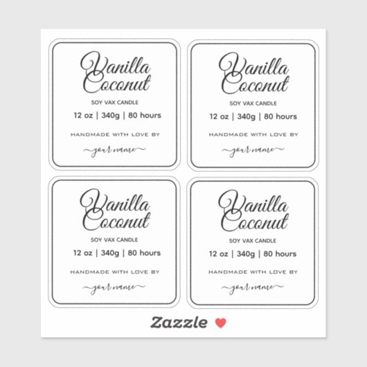 Translucent Clear Custom Candle Labels シール (シート)