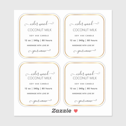 Translucent Clear Custom Gold Candle Labels シール (シート)