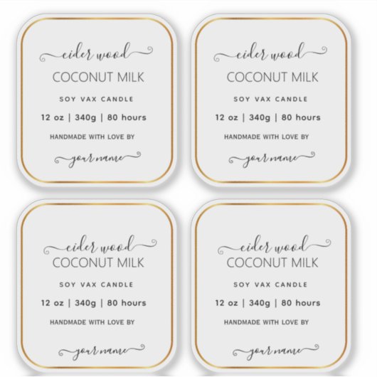 Translucent Clear Custom Gold Candle Labels シール (正面)