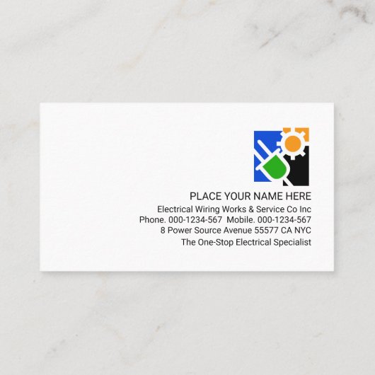 Translucent Electrician Signage Electricity 名刺 (裏面)