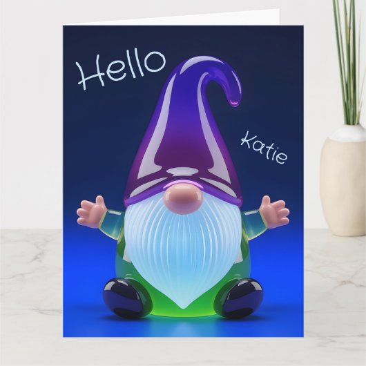 Translucent Glass Gnome Figurine with Custom Name カード (正面)