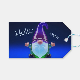 Translucent Glass Gnome Figurine with Custom Name ギフトタグ