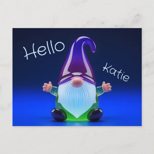 Translucent Glass Gnome Figurine with Custom Name ポストカード (正面)