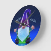 Translucent Glass Gnome Figurine with Custom Name ラウンド壁時計 (傾斜)