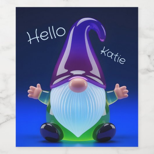 Translucent Glass Gnome Figurine with Custom Name ワインラベル (シングルラベル)