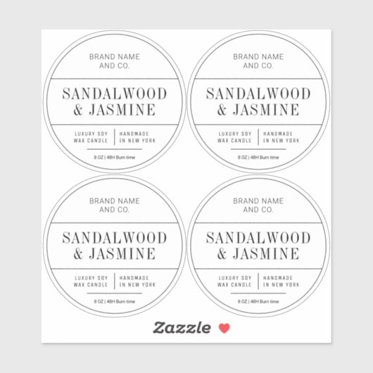 Translucent Minimalist Apothecary Candle Labels シール (シート)