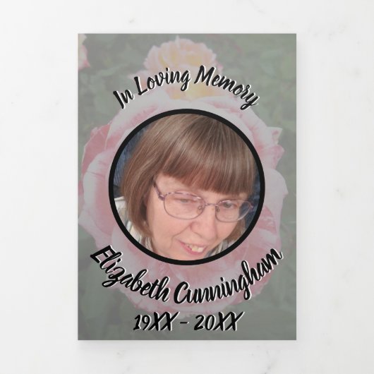 Translucent Variegated Pink Roses Floral Photo 三つ折り案内状 (カバー)