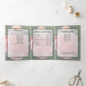 Translucent Variegated Pink Roses Floral Photo 三つ折り案内状 (内部)