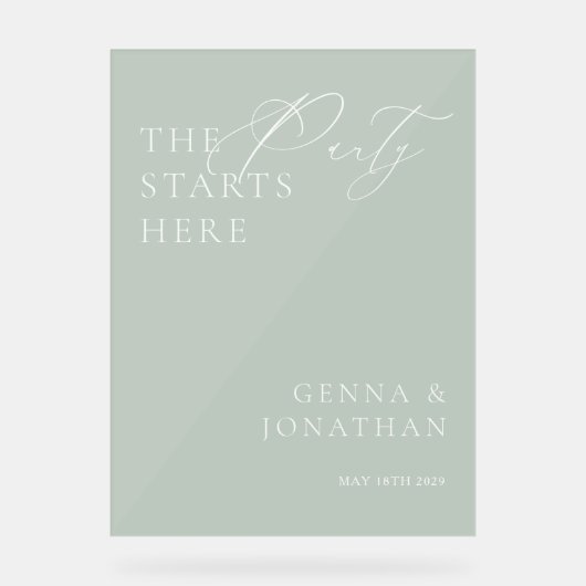 Transparent Acrylic Green Wedding Welcome Sign アクリルサイン (正面)