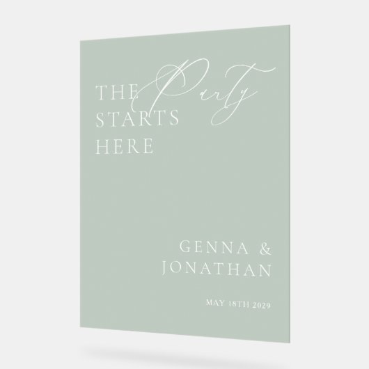 Transparent Acrylic Green Wedding Welcome Sign アクリルサイン (傾斜)