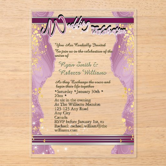Transparent Acrylic Wedding Invitation  アクリル招待状 (正面)
