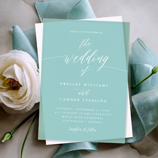 Transparent Aqua Acrylic Wedding Invitation Card アクリル招待状