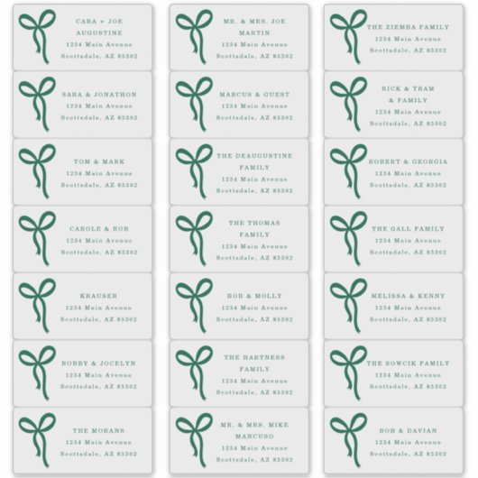 Transparent Bow Wedding Guest Address Labels シール (正面)
