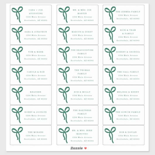 Transparent Bow Wedding Guest Address Labels シール (シート)