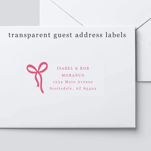 Transparent Bow Wedding Guest Address Labels シール