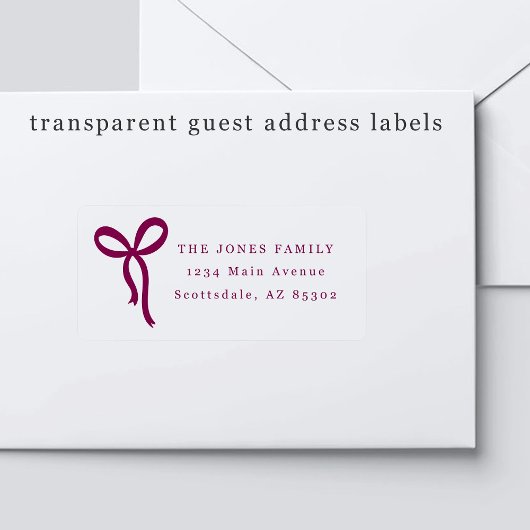 Transparent Bow Wedding Guest Address Labels シール